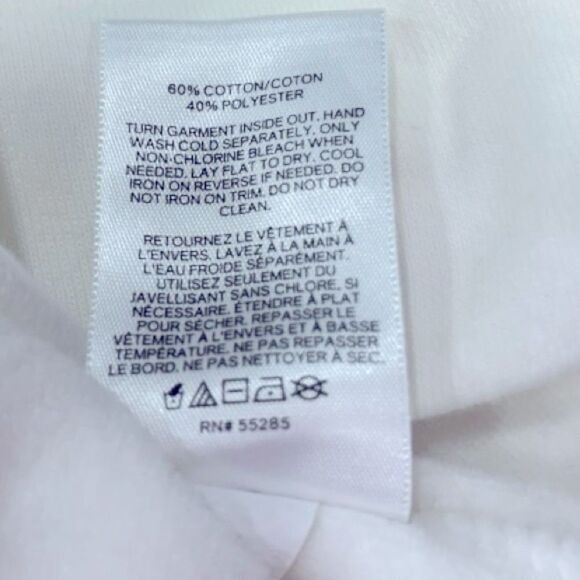 EXPRESS Medium White Puff Sleeve With Rhinestone Sweatshirt - Picture 7 of 7